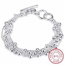 Lekani Hot Sale 925 Sterling Silver Fine Jewelry Fashion Six Line Light Beads Bracelet Bangle Pulseiras De Prata For Women Gift 2024 - buy cheap