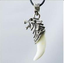 Fashion Men's Retro Stainless Steel Titanium Real Wolf Tooth Pendant Necklace 2024 - buy cheap