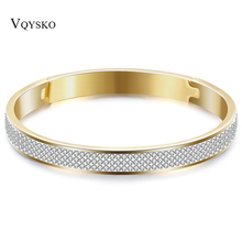 Gold Color Stainless Steel Crystal Bangles for Lovers Women 2024 - buy cheap