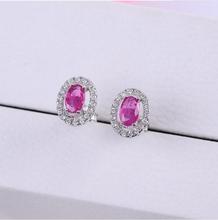 Natural Ruby stud earring Free shipping Jewelry Natural real Ruby 925 silver Gem size 3*5mm 2024 - buy cheap