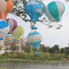 HAOCHU 16'' 40cm 5pcs Stripe Rainbow Hot Air Balloon Paper Lantern Paper Craft Chinese Round Lamp Wedding Birthday Party Decor 2024 - buy cheap