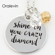 Wholesale SHINE ON YOU CRAZY Engraved Pendant Charms Necklace Lover Gift Jewelry 10Pcs/Lot,#LN205 2024 - buy cheap