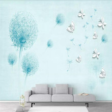 Simple hand-painted butterfly dandelion TV background wall professional production mural wholesale wallpaper poster photo wall 2024 - buy cheap