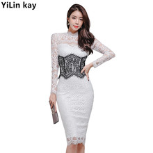 2019 New Summer High Quality Runway women dress  Hollow-out sexy slit slim bag buttock lace dress 2024 - buy cheap