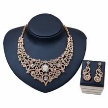 Dubai Charm Wedding Jewelry Gold Color Crystal Rhinestones  Necklace Earrings Sets for Women Fashion Bridal Jewelry sets 2024 - buy cheap