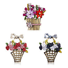 Antique Gold Color Flower Basket Brooches and Pins Rhinestone Butterfly Flower Brooches for Women Suit Scarf Hat Wear Accessory 2024 - buy cheap