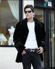 Black casual warm faux Imitation mink fur coat mens leather jacket men coat villus winter loose thermal england outerwear black 2024 - buy cheap