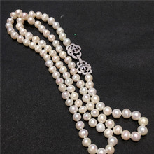 Длинное ожерелье из натурального пресноводного жемчуга 8-9 мм 80 см, модные украшения 2024 - купить недорого
