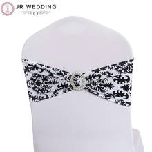 100PC/Lot Wedding Decoration Print Black And White Spandex Lycra Chair Bands With Buckle Spandex Chair Sash For Wedding Party 2024 - buy cheap