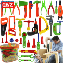 QWZ-Kit de herramientas educativas para bebés, casa de juegos para niños, clásico juguete de plástico, martillo, caja de herramientas, juguetes de simulación, regalos para niños 2024 - compra barato