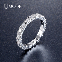 UMODE New Hot Gifts White Gold Color 0.1ct Round Simulated CZ Stone Circle Wedding Eternity Rings Bands Jewelry for Women UR0357 2024 - buy cheap