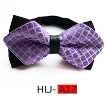 Фиолетовый клетчатый мужской галстук-бабочка в шашки, предварительно привязанный галстук-бабочка для смокинга, тканый галстук для жениха, Свадебная вечеринка, галстук-бабочка, галстук-бабочка 2024 - купить недорого