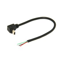 Мини USB 5pin вверх прямоугольный 90 градусов до 4 провода открытый кабель для DIY OEM черный цвет 20 см 2024 - купить недорого
