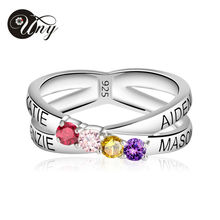 UNY Rings Mothers Personalized Engravable Ring Custom Birthstone 925 Sterling Silver Rings Love DIY Promise Valentine Gifts Ring 2024 - buy cheap