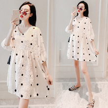 2019 New Summer Dress Short Sleeve Clothes For Pregnant Women Plus Size Loose Dot V-Neck Maternity Clothing 2024 - buy cheap