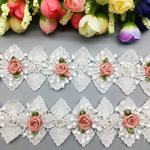 GXINUG 2 yd растворимые цветы розы 3D Алмазная вышивка кружевной отделкой ленты ткани Швейные принадлежности ремесло для украшения одежды шляпы 2024 - купить недорого