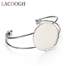 Fashion Rhodium Bracelets Bangles Settings fit Cabochon Cameo Base Tray Bezel Blank for Round 30mm Cabochons Jewelry Findings 2024 - buy cheap