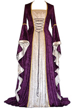 Vestido de fiesta Vintage Medieval para mujer, traje pleuche renacentista, Retro, de terciopelo, cola, 2018 2024 - compra barato