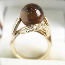 beautiful new jewelry with crystal decorated &12mm brown jade bread ring(#7.8.9) 2024 - buy cheap