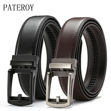 PATEROY-cinturón con hebilla de clic Para Hombre, cinturón de cuero de lujo, Cinturon Para Hombre, Ceinture Kemer 2024 - compra barato