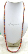 Long 33" Red 6-8mm Round zebra stripe natural graduate Necklace -nec5798 2024 - buy cheap