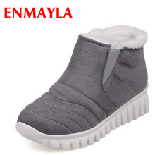 Enmayla bota de neve feminina sem cadarço, calçado feminino ankle boot de salto baixo, sexy, vermelho, preto, plataforma 2024 - compre barato