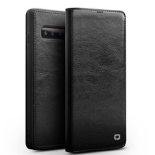 QIALINO-funda de teléfono de lujo de cuero genuino para Samsung Galaxy S10, 5,8 pulgadas, carcasa con tapa ultrafina y elegante para Galaxy S10 Plus 2024 - compra barato