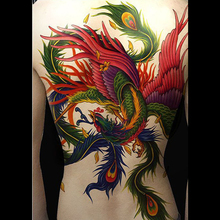 Супер-большие поддельные татуировки высокого качества на всю грудь, временная татуировка на спине, водостойкие татуировки с птицами-карпами, Драконами 2024 - купить недорого