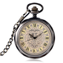Роскошные изысканные карманные часы циферблат с римскими цифрами, механические ручные часы-брелок с ветром для мужчин и женщин, ожерелье принадлежность для часов, подарок 2024 - купить недорого