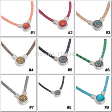 12pcs/lot New Magnetic Clasp Diy snap button necklace pendant snake PU leather chain round shaped 9 colors free ePacket 2024 - buy cheap