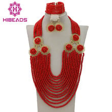 Gorgeous Bright Red African Wedding Beads Jewelry Set Luxury Nigerian Bridal Jewelry Set Crystal Free Shipping GS254 2024 - buy cheap
