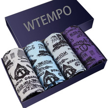 WTEMPO-ropa interior Sexy para hombre, Bóxer corto con estampado de moda, calzoncillos con bolsa convexa en U para Gay, 4 unid/lote 2024 - compra barato