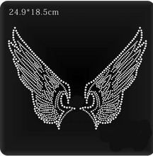 2pcs/lot  Angels Wings design stone hot fix rhinestone motif rhinestone iron on transfers designs appliques for shirt 2024 - buy cheap