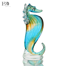 H&D Figurines Miniatures Little Seahorse Sea Sculpture Wild Life Figurine Handmade Craft Hand Blown Glass Art Home Decor Gifts 2024 - buy cheap