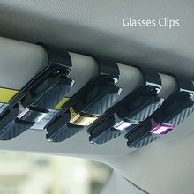 Clips de fibra de carbono para gafas de coche, soporte para bolígrafo con rotación de 180 grados, Clips dobles, visera solar, accesorio para vehículo, Clips para coche 2024 - compra barato