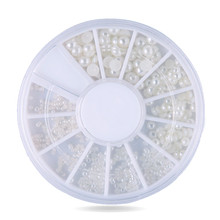 3D White Pearl Nail Art Rhinestones.500pcs/set 3 sizes Nail Beads Wheel,DIY Manicure Nail Decorations 2024 - buy cheap