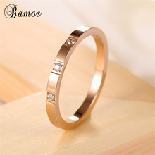 Bamos Male Female Stainless Steel Ring Simple Round Zircon Rings For Men Women Fashion Rose Gold Filled Jewelry 2024 - buy cheap