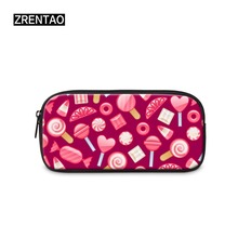 ZRENTAO women makeup pouch cosmetic bags candy printing pencil case for students children pen bags school stationary 2024 - buy cheap