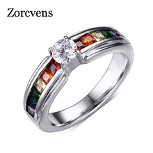ZORCVENS Men and Women Rainbow Ring the Zircon Austrian Crystal Rainbow Gay Pride Ring Fine Jewelry 2024 - buy cheap