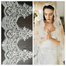 White Car-bone Embroidery Wedding Veil Lace Trim Handmade DIY Materials Lace Fabric Decor Accessories Width 27cm 3M/lot 2024 - buy cheap