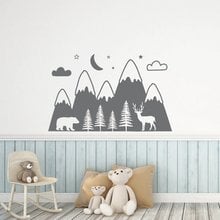 Mountains Woodland Baby Nursery Wall Decal for Kids Rooms Bear Dear Animal Vinyl Sticker Wallpaper Playroom Decor Decals D454 2024 - buy cheap