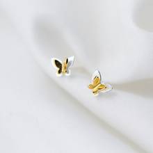 Женские серьги-гвоздики с золотыми бабочками MloveAcc, из настоящего серебра 925 пробы, ювелирное изделие 2024 - купить недорого
