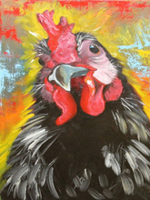 Pintura al óleo de gallo negro de Animal pintado a mano, lienzo de alta calidad, decoración, proveedor profesional 2024 - compra barato