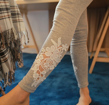 Free Shipping Fashion Women Leggings embroidered lace Leggings Skinny Stretch Pants for spring summer and fall 2 colors 2024 - buy cheap