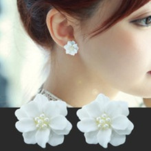 New fashion big white flower earrings suitable for women's jewelry elegant wedding earrings gift earrings decorative accessories 2024 - buy cheap