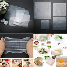 4pcs  Reusable Silicone Food Fresh Keeping Saran Wrap Kitchen Tools Food Wraps Seal Vacuum Cover Stretch Lid Kitchen Accessorie 2024 - buy cheap