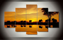 Modern Home Pictures Prints Living Room Deco Oil Painting On Canvas Africa Elephant Twilight silhouette 2024 - buy cheap