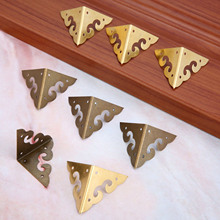 4Pcs Yellow Brass Case Box Corners For Furniture Decorative Triangular Protectors Flower Side Wooden Box Corner 35mm 2024 - buy cheap