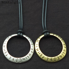Colar nórdico de amuleto, pingente circular, runas de pagão, talisman, joias, círculo, presente para idosos 2024 - compre barato