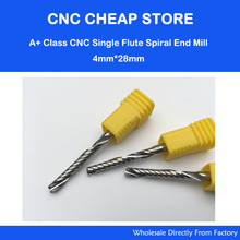 Free shipping ,4MM*28, 2pcs/Lot AAA single flutes spiral cnc router bits,wood bits/end mills,for Acylic ,PVC,MDF,Aluminum,Copper 2024 - buy cheap
